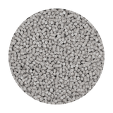 A circle of gray pellets on a black background, created using the Titanium 64-5 Filamet™ by The Virtual Foundry.
