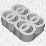3D rendering of a five-chambered object with interlocking circular patterns suitable for a beginner curriculum in metal 3D printing using The Virtual Foundry's Classroom Project Kits.